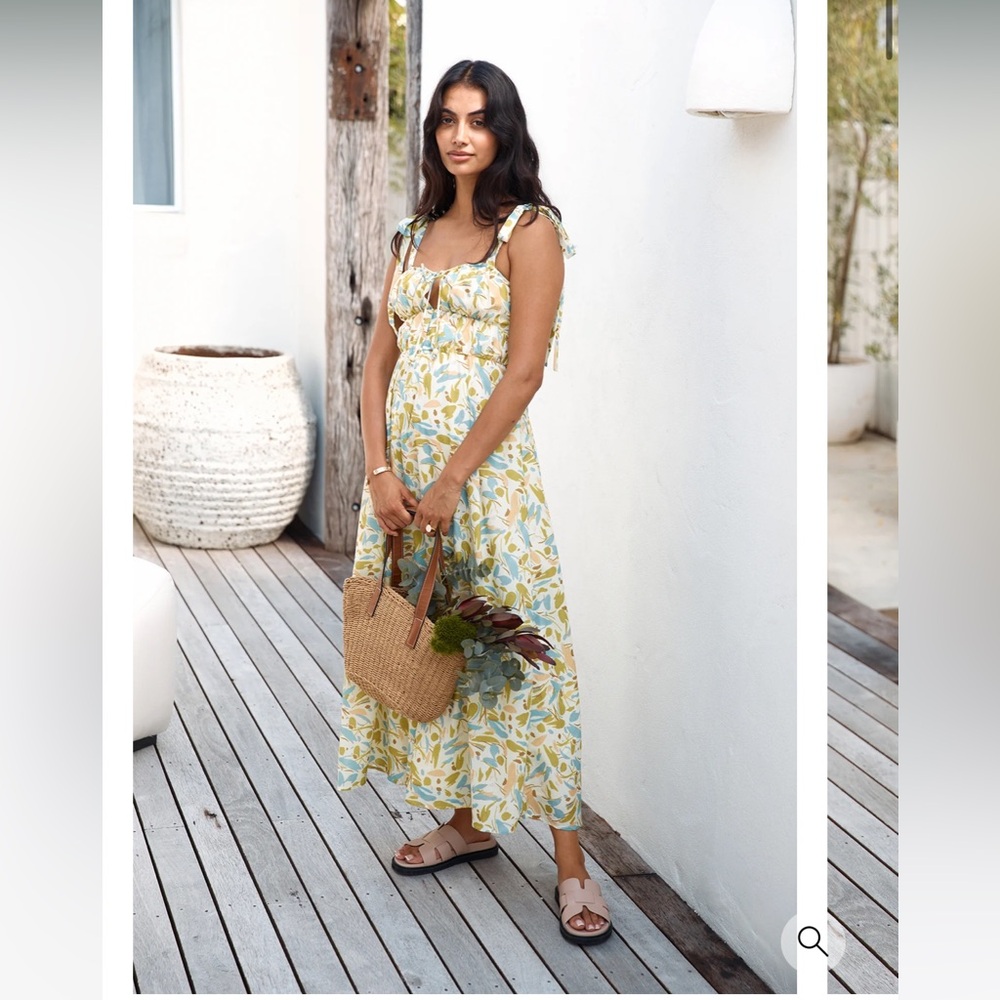 Indikah Rainforest Wander Maxi Dress Green